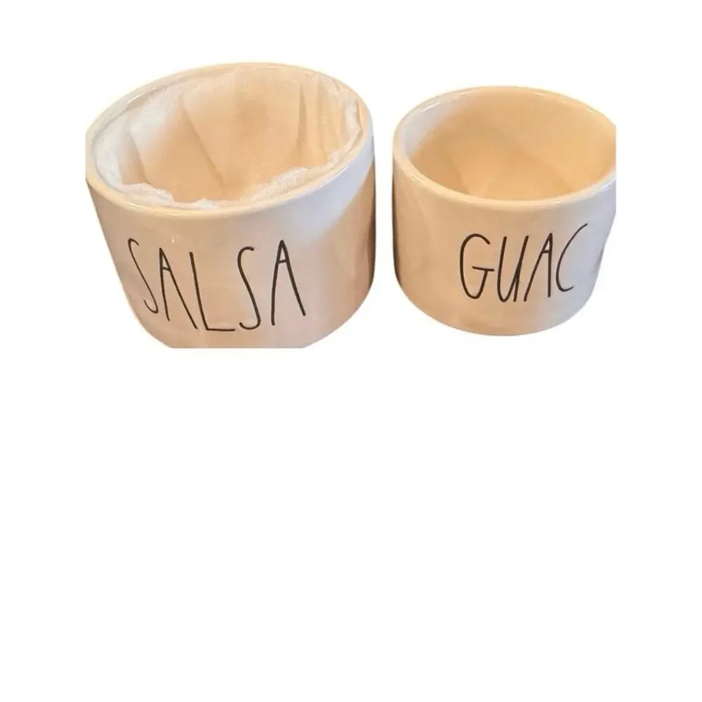 Rae Dunn Cream Guac and Salsa Bowl Set with Spoons